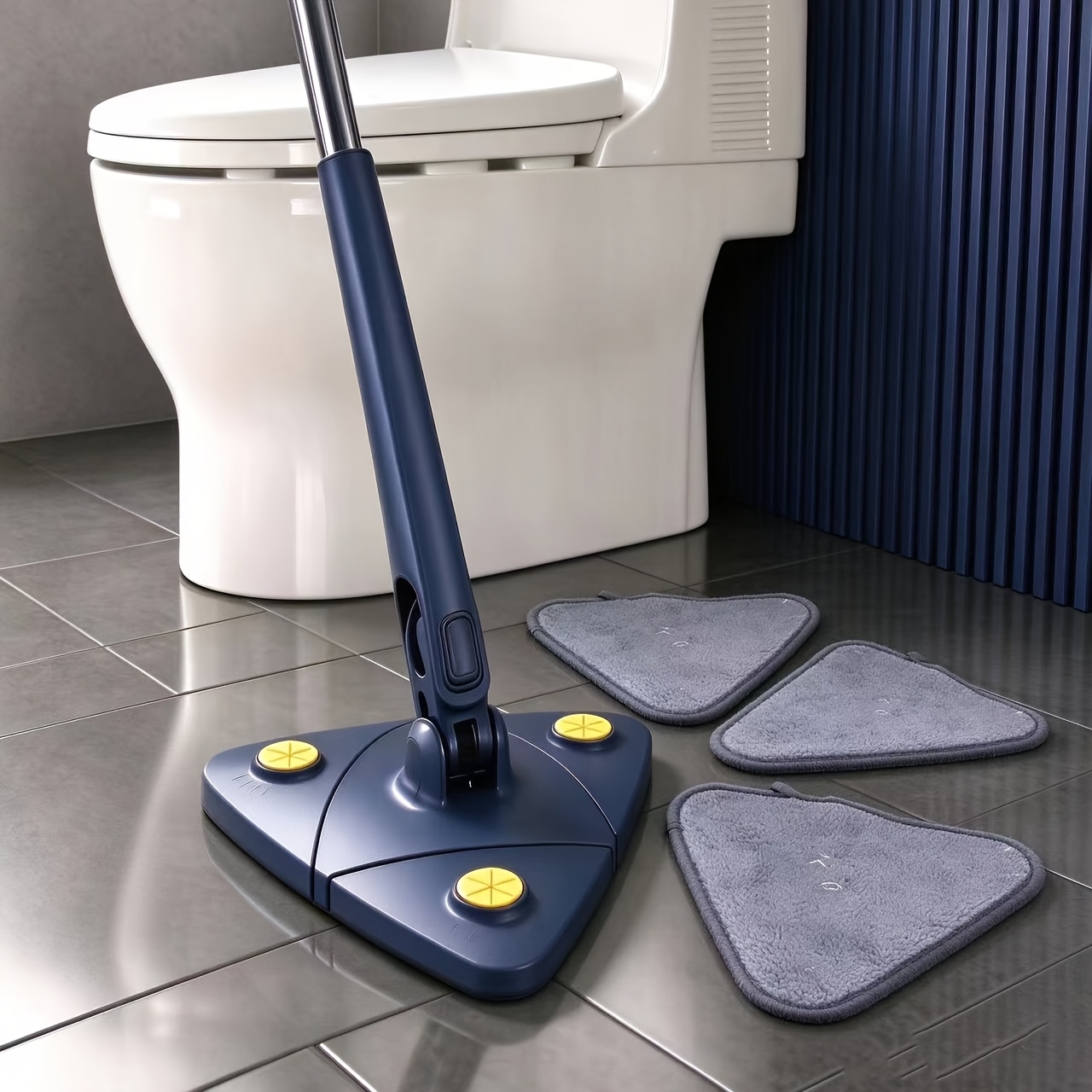 TEMU Dry And Wet Dual-use Triangular Mop. Self-wringing, Refillable With Cleaning Solution, Flexible And Reaches Corner. Suitable For Ceilings,