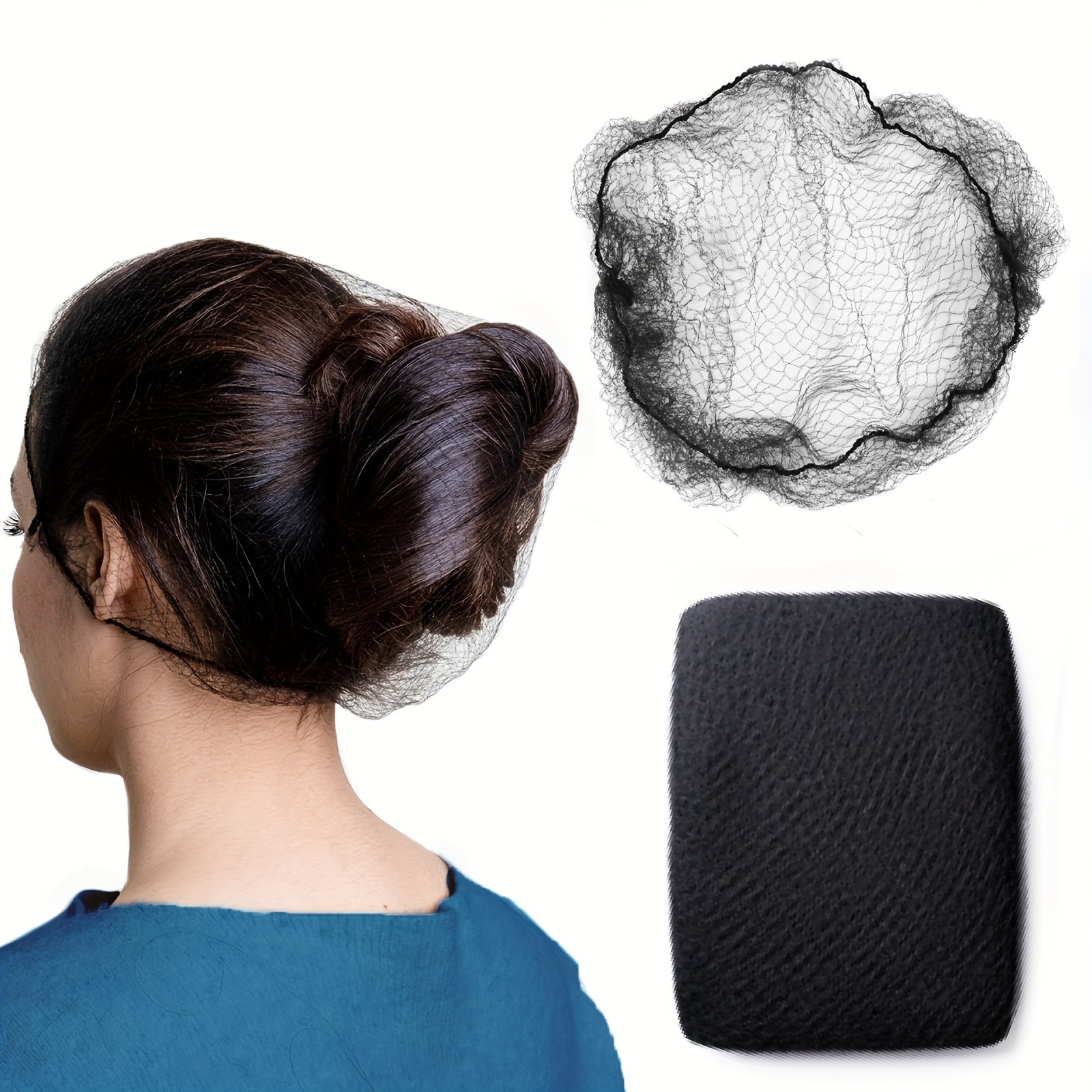 

200//50/20/10pcs Bonnet de Perruque Filet à Cheveux Noir 24 pouces Filets à Cheveux Invisibles en Nylon pour Femmes et Hommes - pour , Dormir & Service Alimentaire en Cuisine