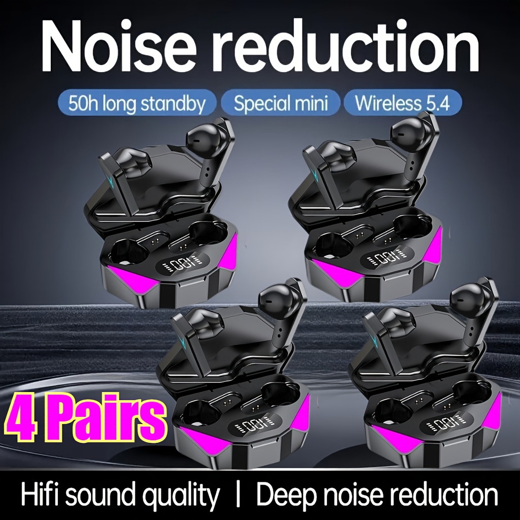 TEMU 4/3/ Oftrue Wireless Earbuds With Mic, New Smart Noise-canceling High- Cool Gaming Wireless Headphones, In-ear Noise-canceling Headset, Display,