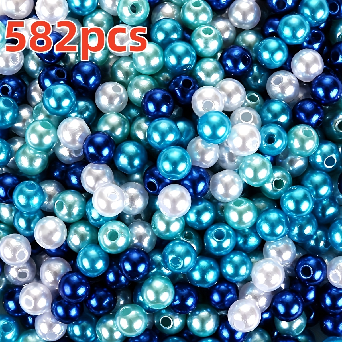 TEMU 582 pièces de perles décoratives exquises de 6 mm de couleurs mélangées, parfaites pour la fabrication de bijoux DIY, boucles d'oreilles,