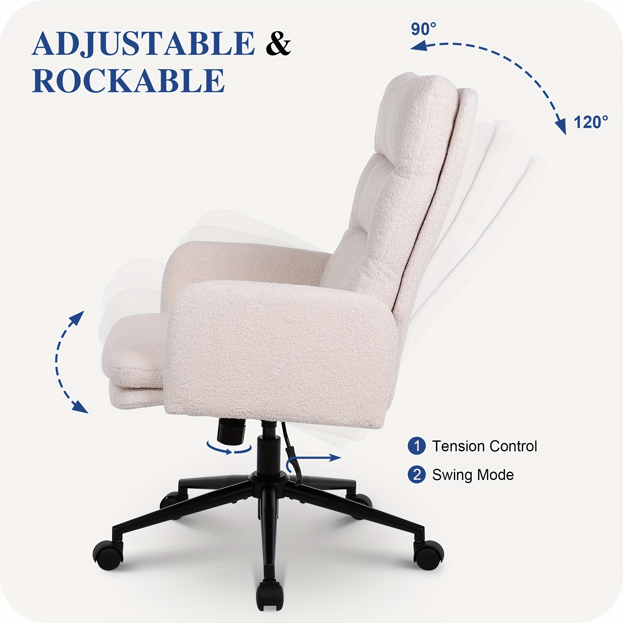 Teddy Velvet High Back Office Chair with Padded Armrests