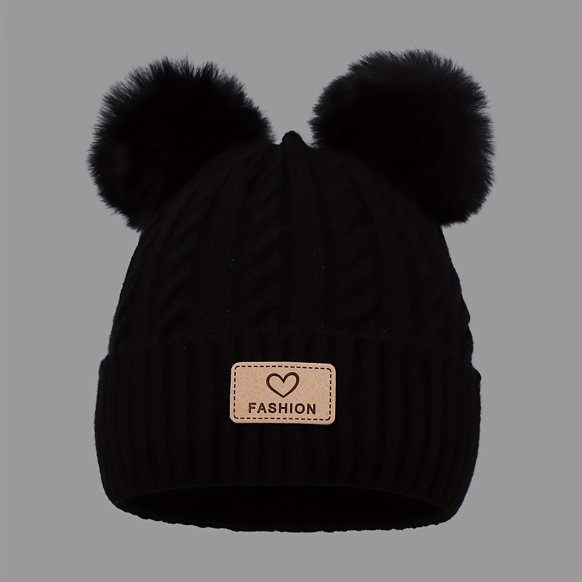 Image of Women's Lightweight Winter Hat With Heart & - , Adjustable Snap Closure, Soft Acrylic, Perfect For Christmas & Casual , Festive Headwear | Design | Lightweight Hat