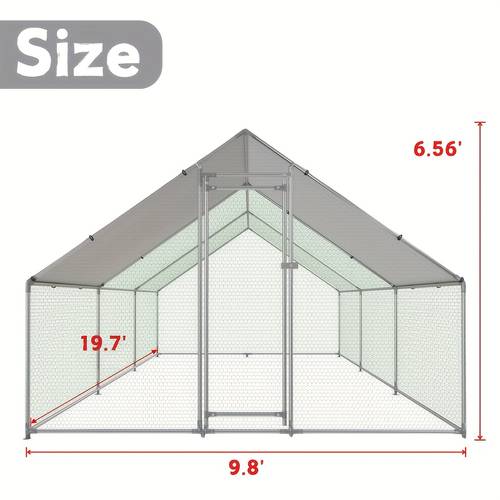 large heavy duty metal walk in chicken coop with waterproof uv proof roof cover semi cover suitable for chickens ducks geese rabbits outdoor poultry pen for urban agriculture assembly metal cage
