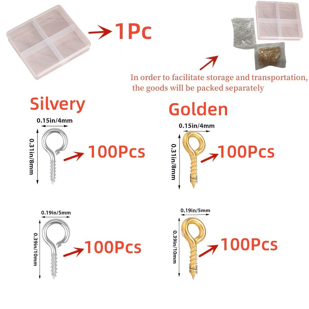 Image of 400pcs/set 5x10mm Golden Silvery Sheep's Eye Nail Set Alloy Pins For Making Bracelet Necklaces Accessories Kit