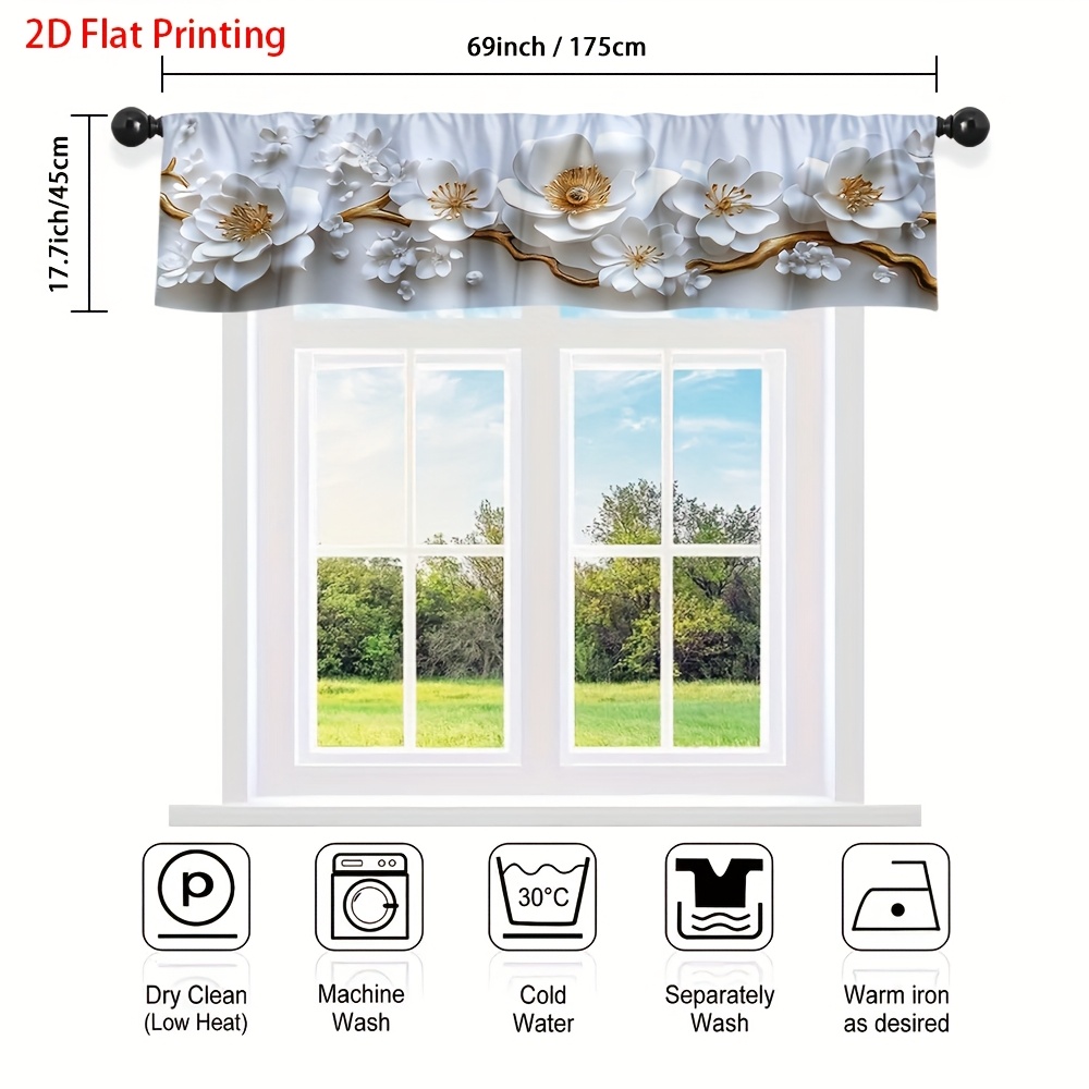 E-shop 2D Flach, 1 Stück Weiße Valance Gardine mit Halb-Panel - Taschenstange, Einfache Montage, Maschinenwaschbare Valance Platte, Badezimmerfenster -