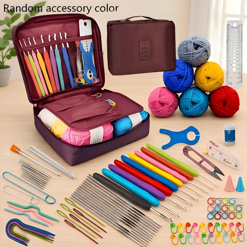 Image of 95pcs/set Yarn Crochet Kits Crochet Hooks Ergonomic For Beginners And Experienced Crochet Hook Lovers