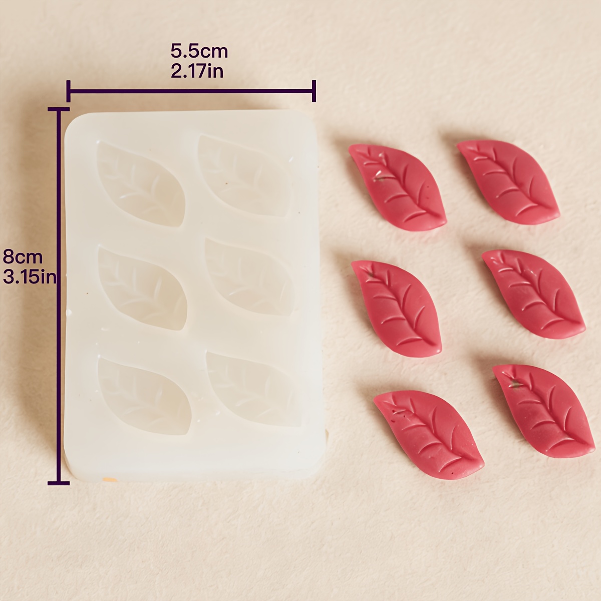 TEMU Stampo in silicone a forma di foglia simulata, stampo per di candele con foglie, stampo in argilla resina, stampo in resina a a , stampo per la