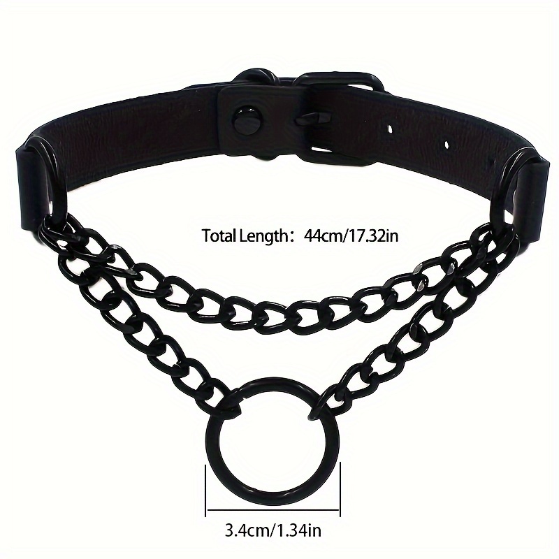 Yjunmca Punk Goth Choker Necklace Adjustable PU Leather Chan Alloy O