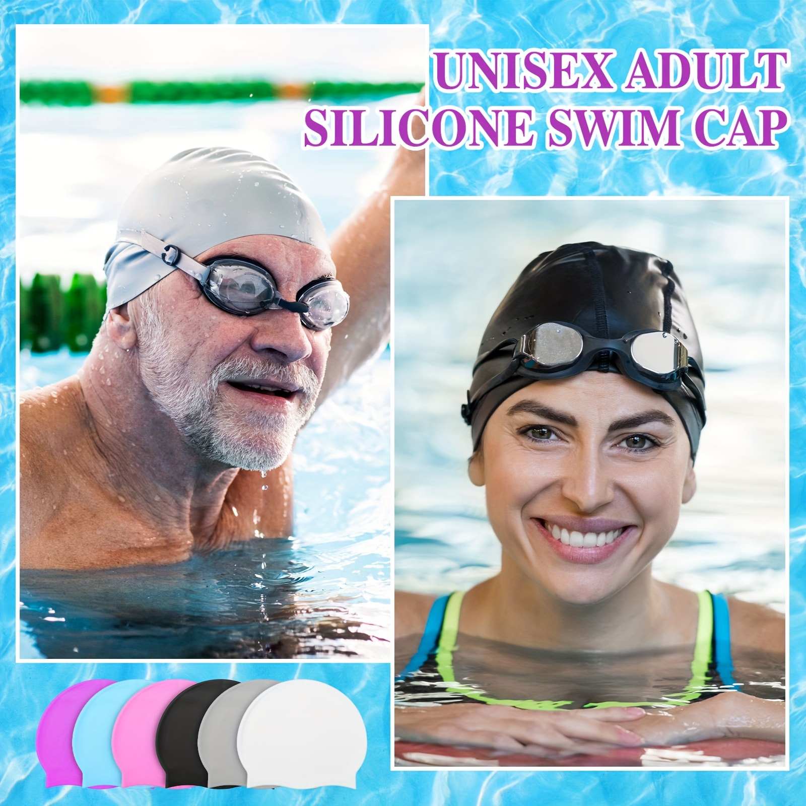 24 piezas gorro de natación unisex para , gorro de silicona impermeable para hombres y mujeres, elástico, antideslizante, , ideal para entrenamiento y competición, cabello largo y corto Detalles del producto 4