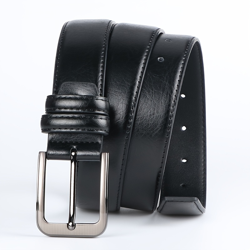 Set of 2 Men's Genuine Leather Ratchet Belts with Adjustable Buckles, Fits Waist Sizes 32"-44" for Business and Casual Wear