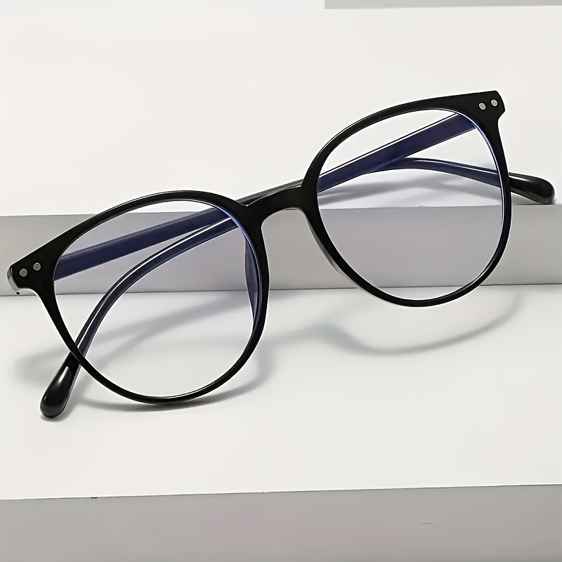 Women's Chic Oversized Round Frame Clear Lens Glasses - Retro Preppy Style, Durable Pc Material, Ideal For And Look, Eyewear Accessory