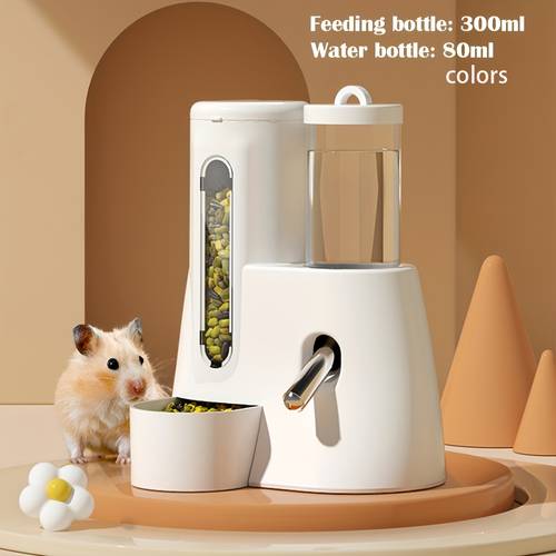 1pc hamster automatic water feeder and food bowl combo anti tip design with 300ml food container 80ml water bottle random color