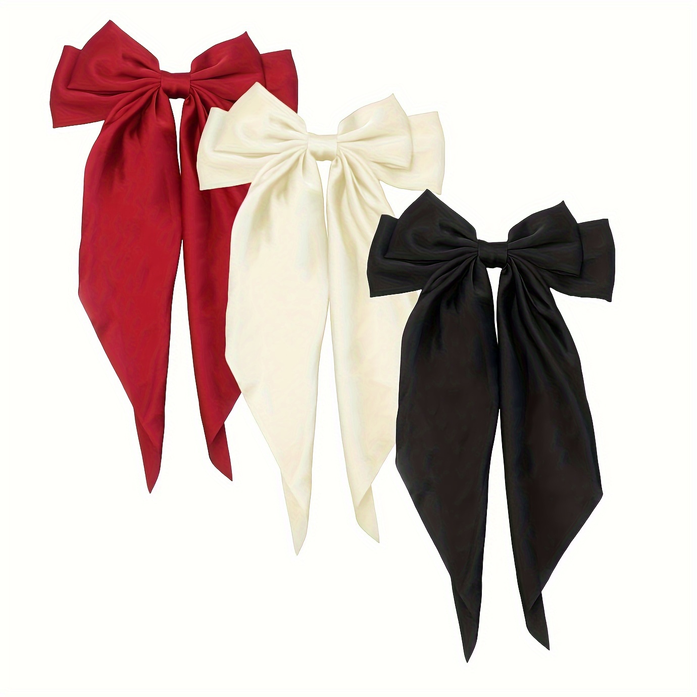 

1pc Hair Clips For Women Tassel Ribbon Bowknot Hair Clips With Long Tail, Women Hair Clip, Solid Hair Clips Long Hair Accessories Barrettes Claw Hair Clips With Bow
