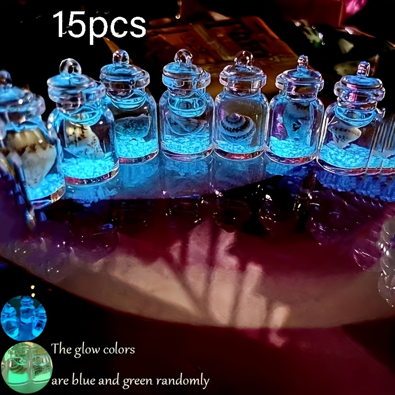 E-shop 15 Stück Leuchtende Wunschflaschen, Leuchtanhänger, Ozean-Thema Transparente Mini-Flaschen, Weihnachts-, Neujahrs-, Thanksgiving-Geschenke, DIY