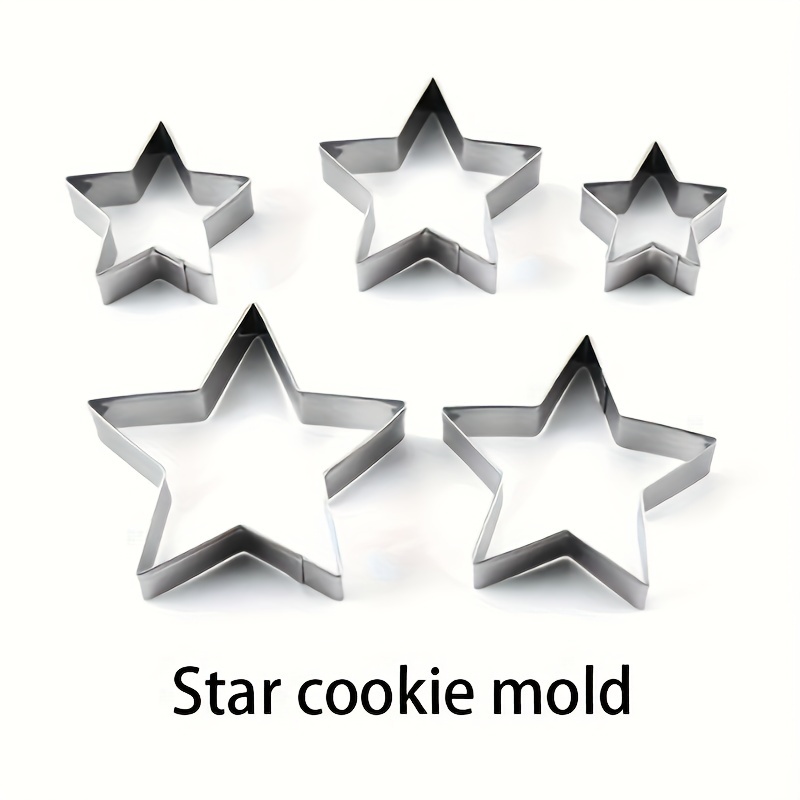 

5pcs Stainless Steel Star Cookie Cutter Set - Baking, Cake Decorating & - Kitchen Gadgets Cookie Decorating Supplies