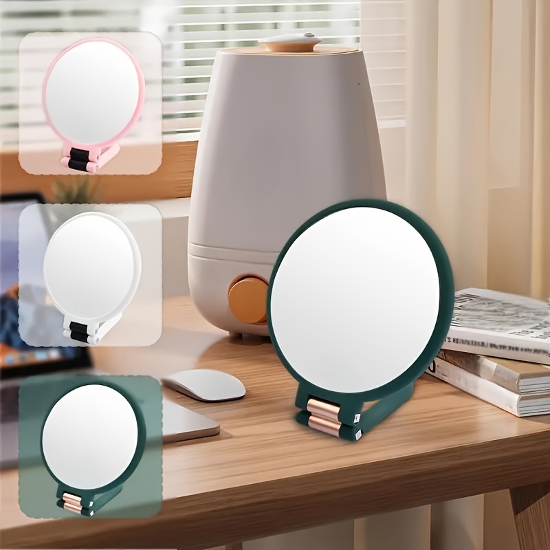 

Portable Dual-sided Folding Mirror With Adjustable Handle, 1x/15x Magnification, Handheld Travel Makeup Mirror, Polished