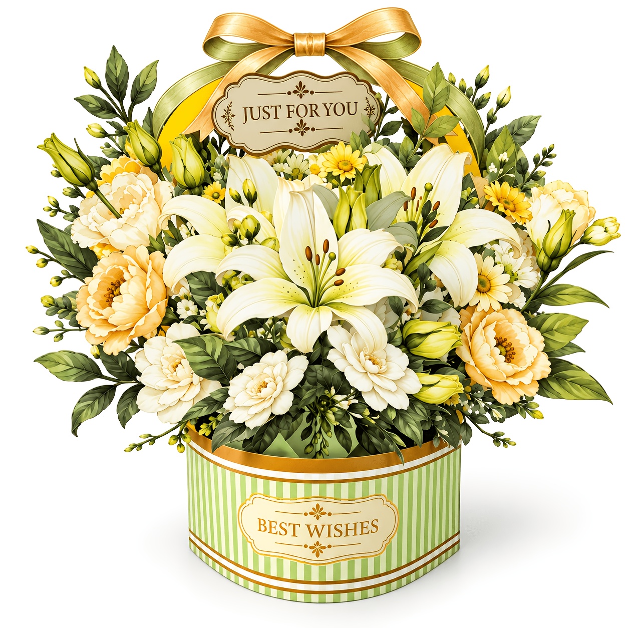 TEMU 3d Pop-up Lily Box Greeting Card, Bouquet Card With Tag, Handmade Paper Floral Gift Card, Birthday Anniversary Thank You Wedding Display Gift