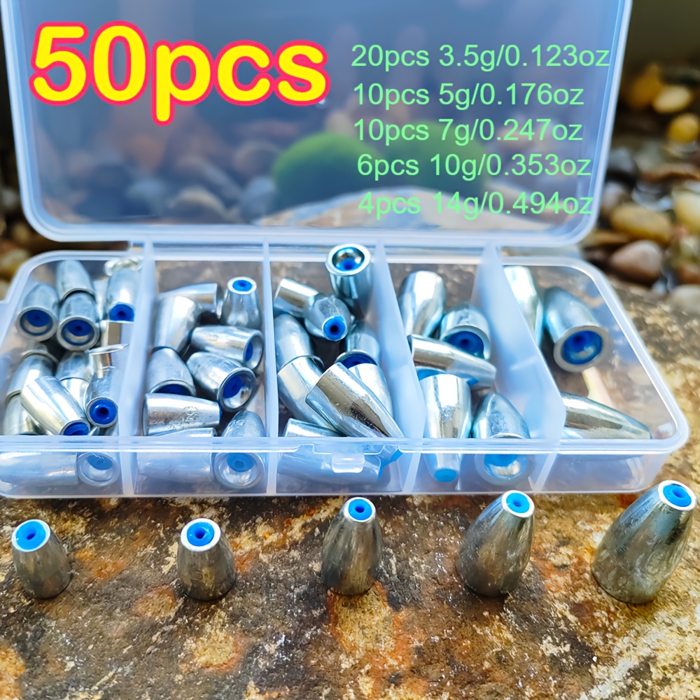 Image of [carbon Steel Fishing Sinkers] 50pcs Carbon Steel Egg-shaped Fishing Sinkers | 3.5g, 5g, 7g, 10g, 14g - Suitable Rigs, Rigs And Fishing Additions