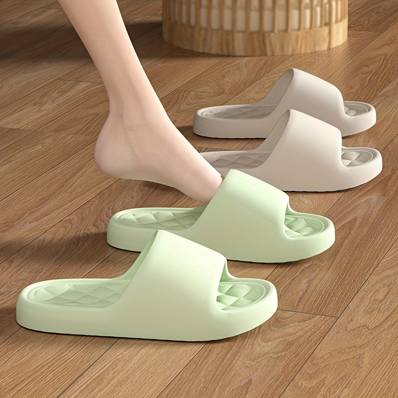 

Solid Color Slides, Casual Open Toe Soft Sole Shoes, Comfortable Indoor Home Bathroom Slides