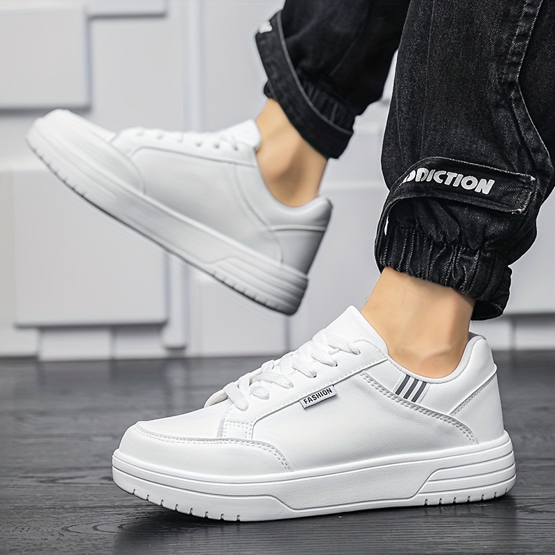 Zapatillas deportivas casuales y elegantes para hombre con un diseño de cordones adhesivos genial, zapatillas blancas versátiles y modernas