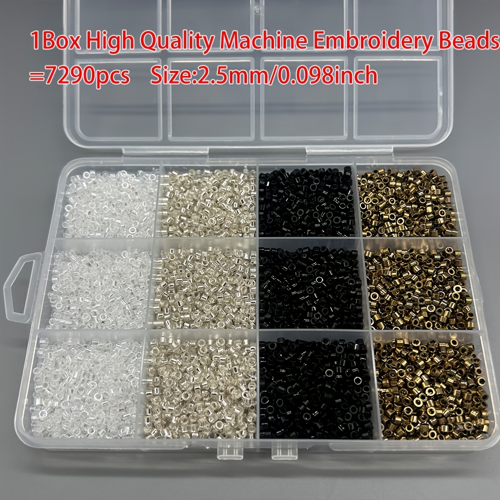 TEMU 7290pcs 2.5mm Glass Seed Beads Set In 4 Colors, Packed In A 12-grid Storage Box. The Beads Feature Uniform Size And Smooth Surfaces, Great For