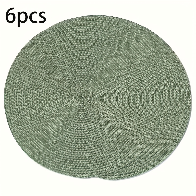 6pcs Round Solid Color Placemats, Washable Non-slip Insulated Table Mats, Suitable For Decoration Holiday Parties, As Well As Christmas And Halloween Dinners.