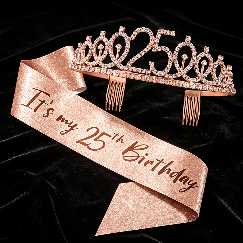 TEMU Ensemble d'accessoires de couronne de strass pour robe d'anniversaire pour femmes, cadeau de fête d'anniversaire, ' d'anniversaire'