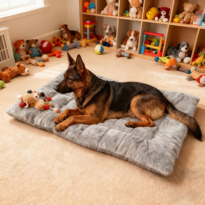 TEMU 1pc Seasonal Warm Thickened Dog Mattress, Soft Velvet Fabric, Extra Large Size 120cm X 60cm, Spacious Enough For Medium Dogs Like Corgi, , And