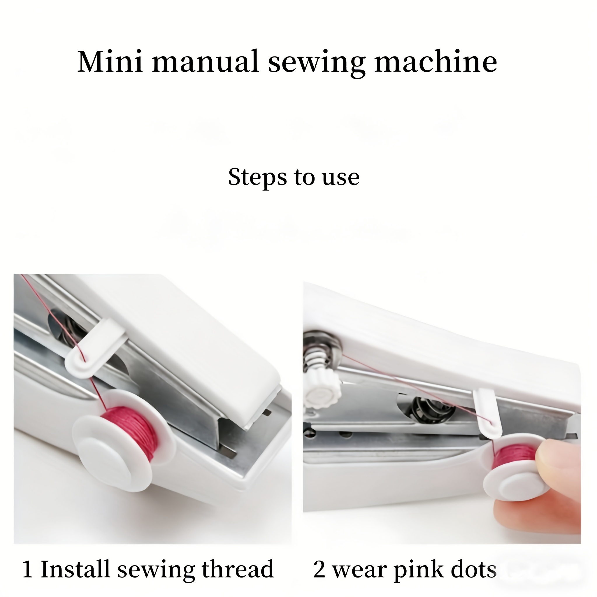 1 set of 15pcs portable handheld mini sewing machine manual small sewing tool   12 color thread spools 1pc threading tool 1pc spool extension rod for   dorm business trips outdoor emergency clothing repair no power details 4