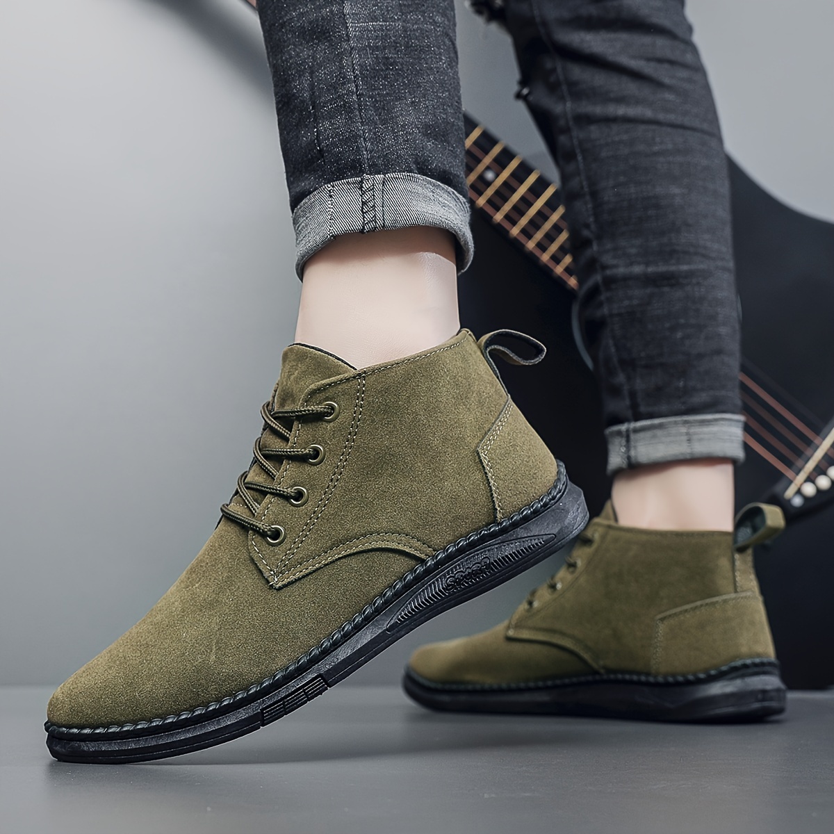 

Men's Casual Fashion Sneakers - Low Top Lace-up Boots, Solid Color, , With Pu Upper, Fabric Inner, , For Daily & Casual Wear