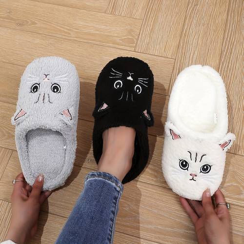 bottomless slippers cartoon cat pattern slippers lightweight indoor slippers warm slippers