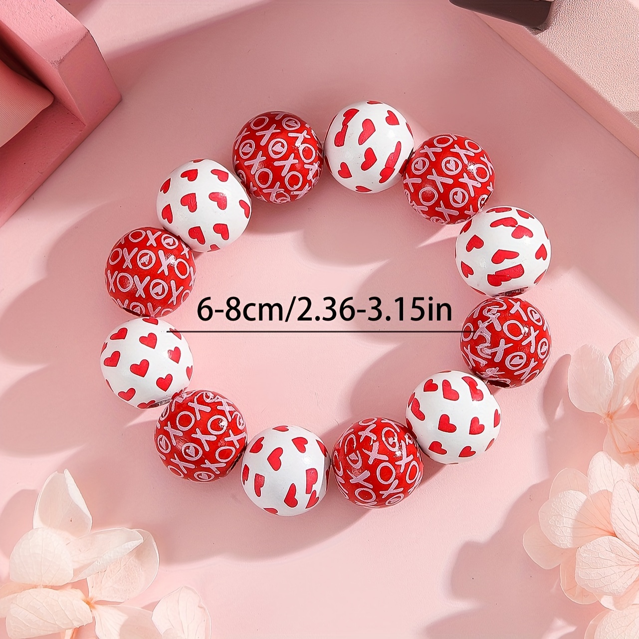 Valentine's Gift Heart Beaded Elastic Bracelet Women's Jewelry