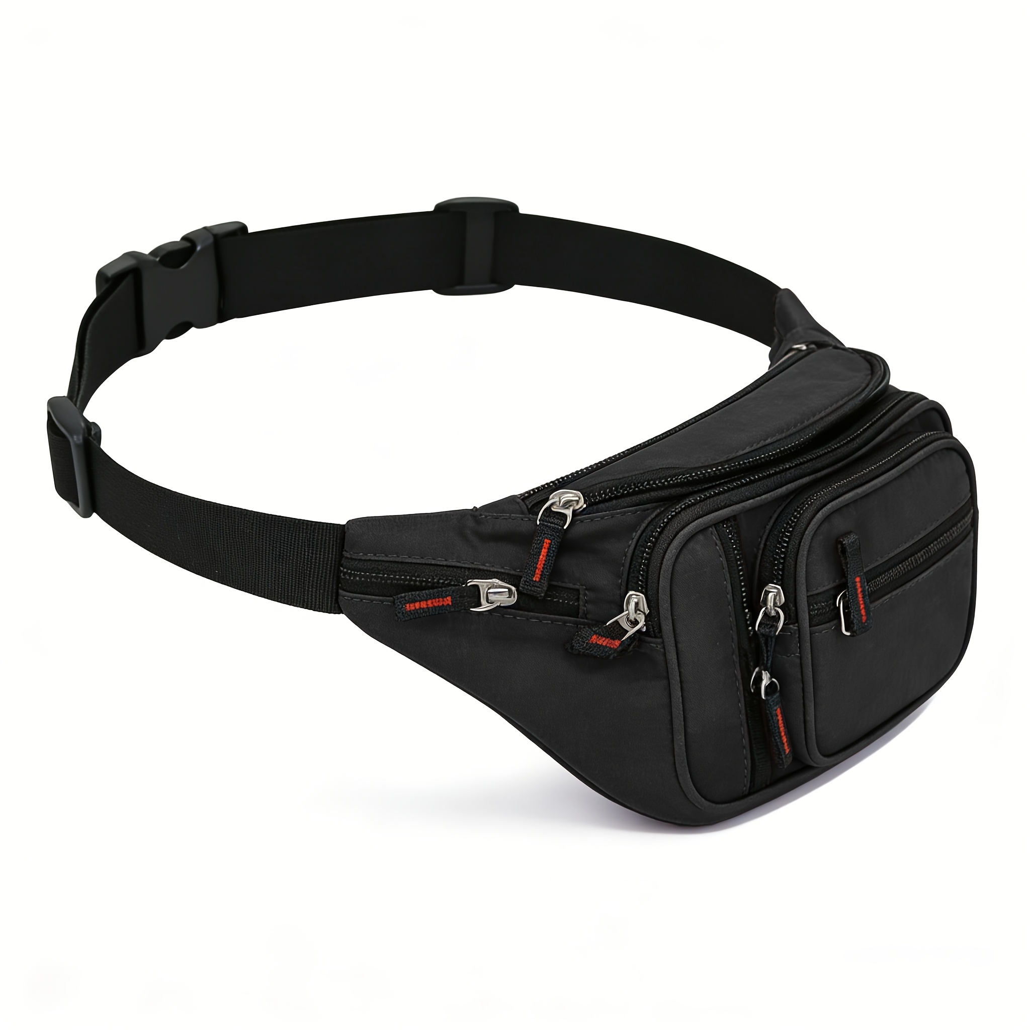 Image of Multifunctional High Quality Nylon Waist Bag, Unisex, Suitable For Outdoor Hiking, Running, Cycling, Large Capacity Crossbody Storage Belt Bag