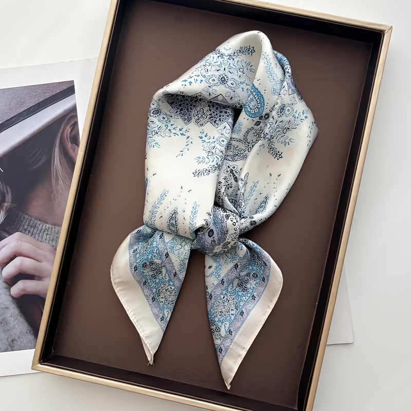 TEMU 1pc Of Elegant Satin Headscarf For Women - Versatile As A Headscarf, Shawl, Or Neck Wrap | Warm And Stylish For Outdoor Activities, Parties, And