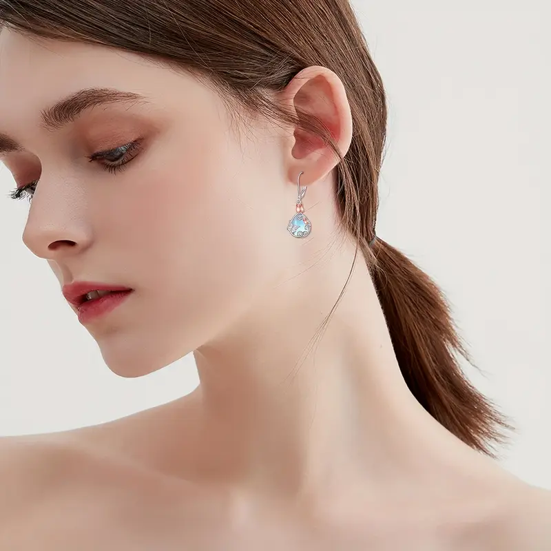 leverback earrings 925 sterling flower dangle earrings teardrop jewelry birthday gifts for women Product details 3