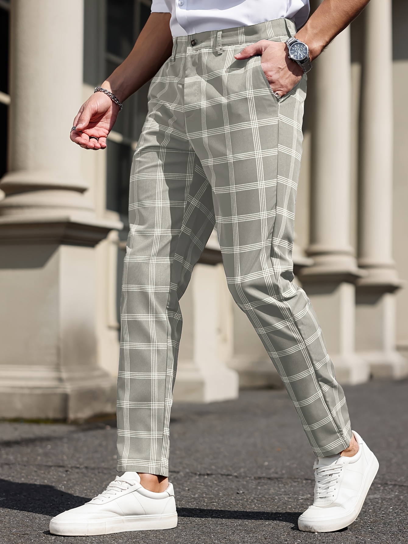 mens light business casual dress pants black white Temu Mexico