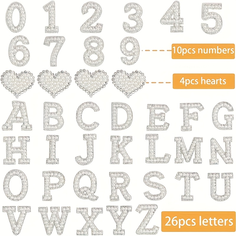 Ywli 40pcs/bag White Adhesive With +hearts+numbers Patch Fabric Sticker Diy Embroidery Sewing Fabric Sticker