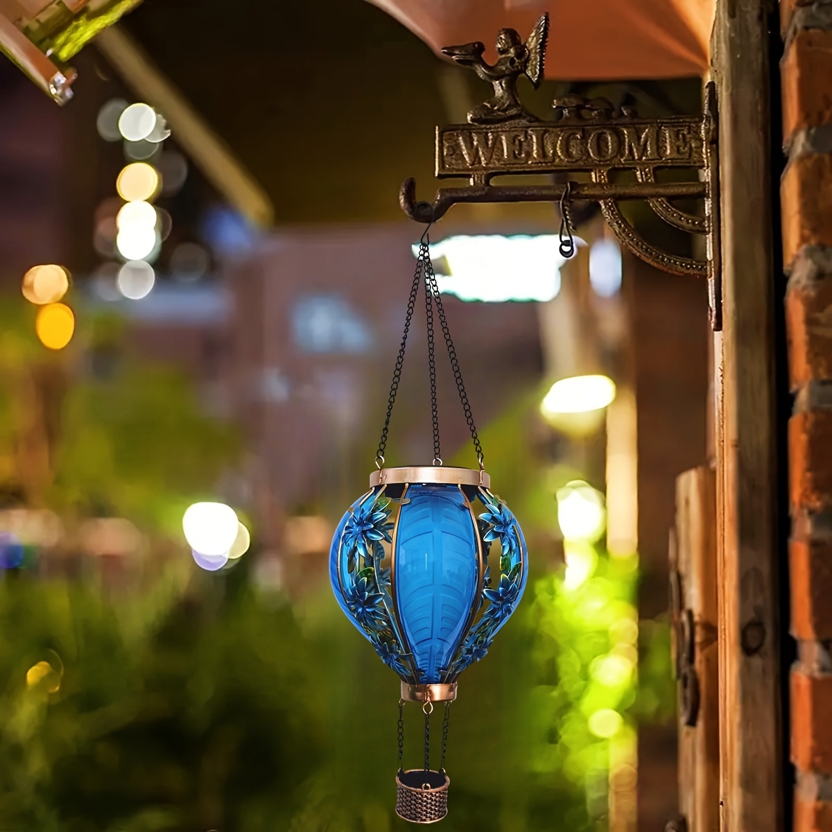 Solar-powered Air Balloon Lantern With Blinking Lights - Outdoor Garden And Patio Decor