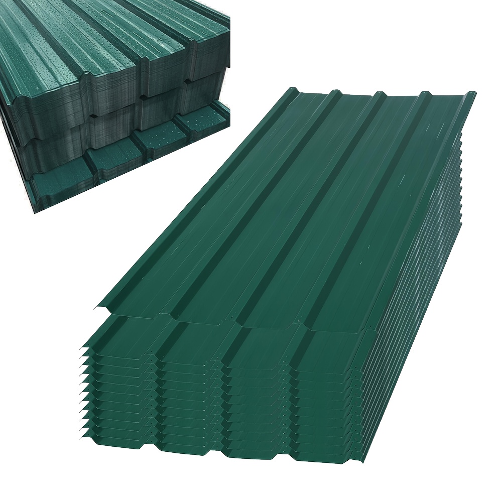 12pcs Galvanized Steel Roofing Sheet Corrugated 110x45cm/43.3x17.7 Inches Thick 0.20mm For Awning Garage Storage Room Greenhouse Cowshed Farm Multi-colour Options, Temporary, Removable