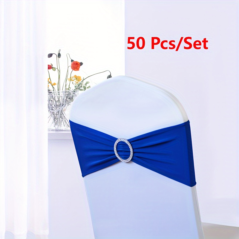 Image of 30/50pcs Stretch Chair Sashes, Bow Elastic Chair Bands, -free Waist Belts, For Wedding Decor, Banquet Decoration