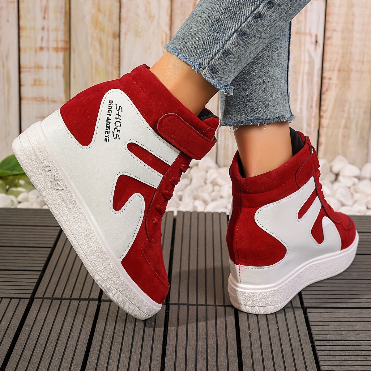 Red Women's Wedge Heel Sneakers sold 100 Spartans
