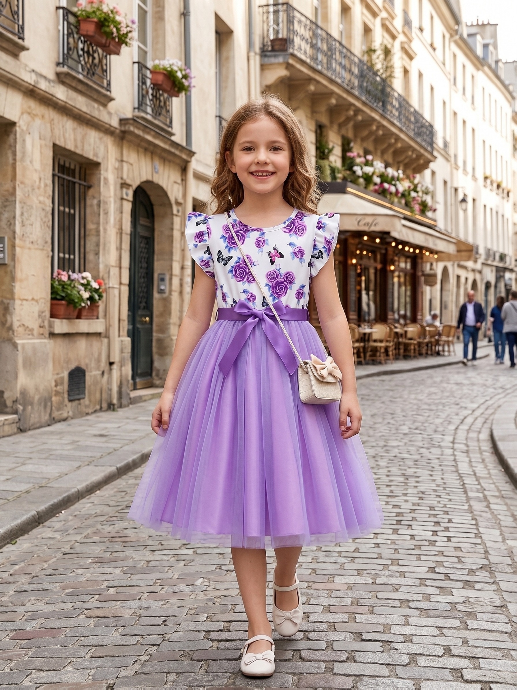 elegant lavender embroidered mesh overlay dress for girls - fit with  collar, long sleeves & floral pattern, spring/fall parties & special  occasions, spring summer attire | collar dress | stylish mesh overlay -