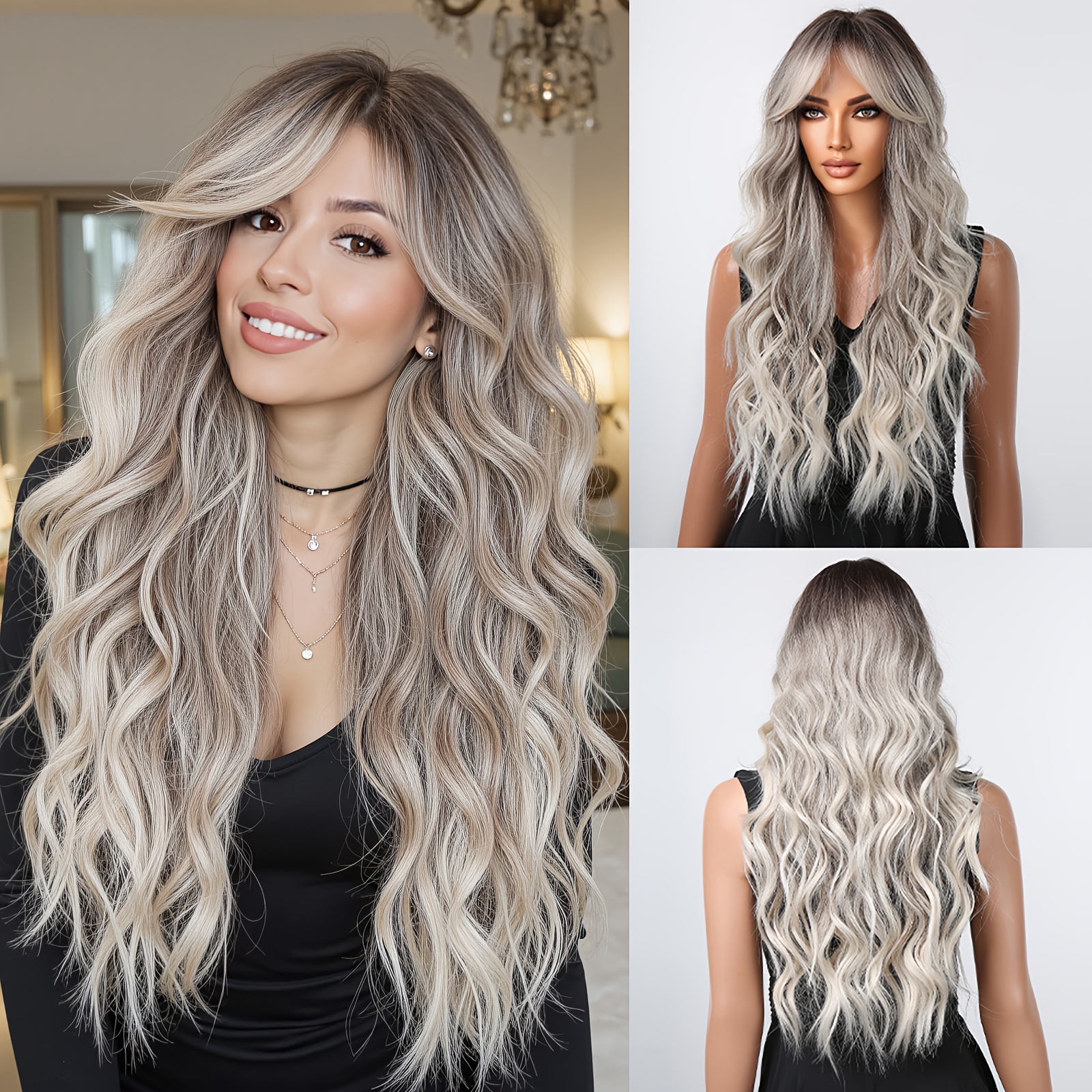 ✨Blonde & Brown 28 ” LONG cosplay wig *NWT*✨ Amazon.com : 7JHH WIGS Long Straight Wig with Bangs 28in Ash  main image 2