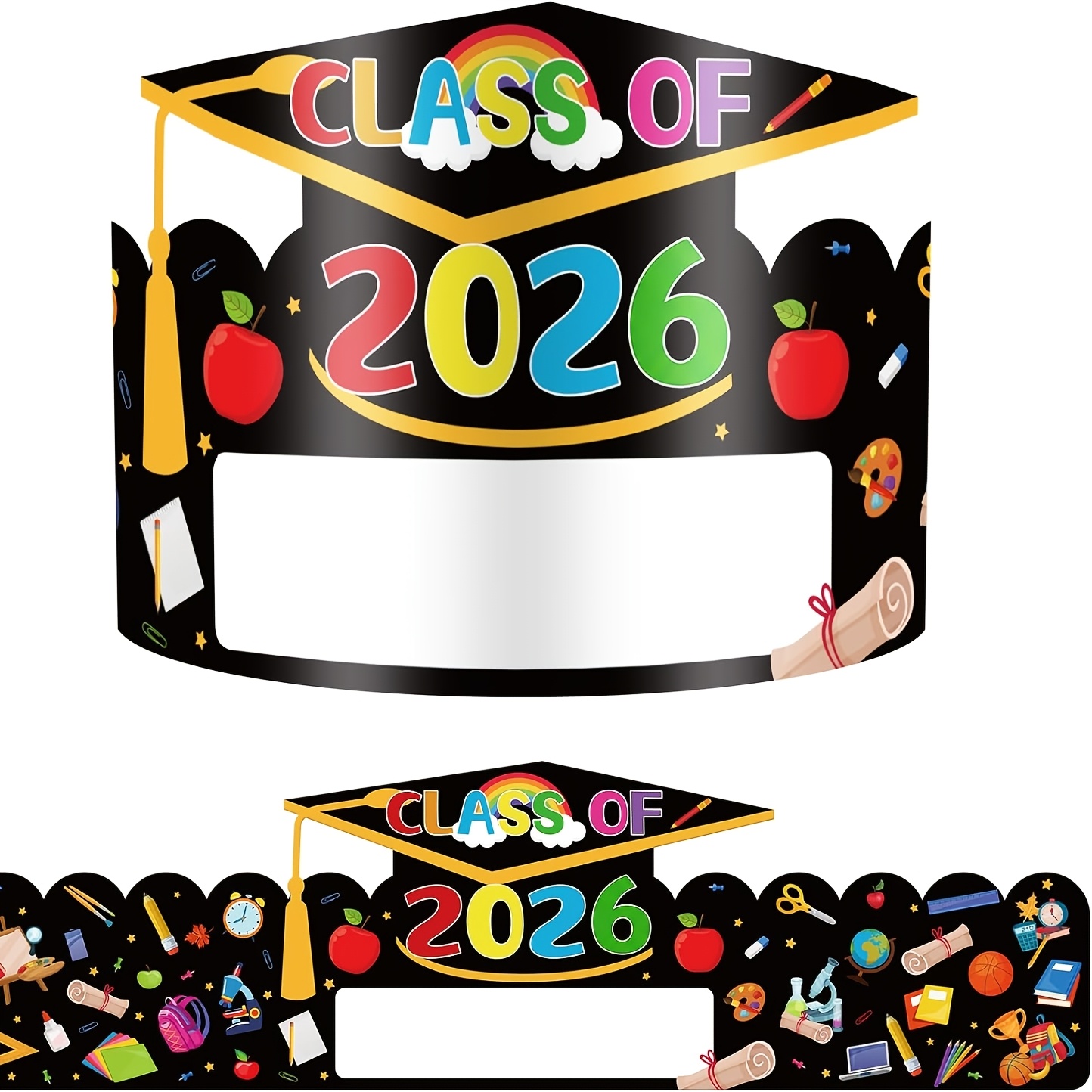 TEMU 12pcs Preschool Graduation Adjustable Kindergarten Graduation Hats Class Of 2026 Preschool Decorations Paper Crown Headbands For Kids Student