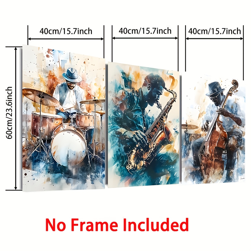 2d flat 2d flat 2d flat posters prints canvas painting 3pcs frameless canvas wall art with a jazz   series of posters showcasing jazz musicians  
