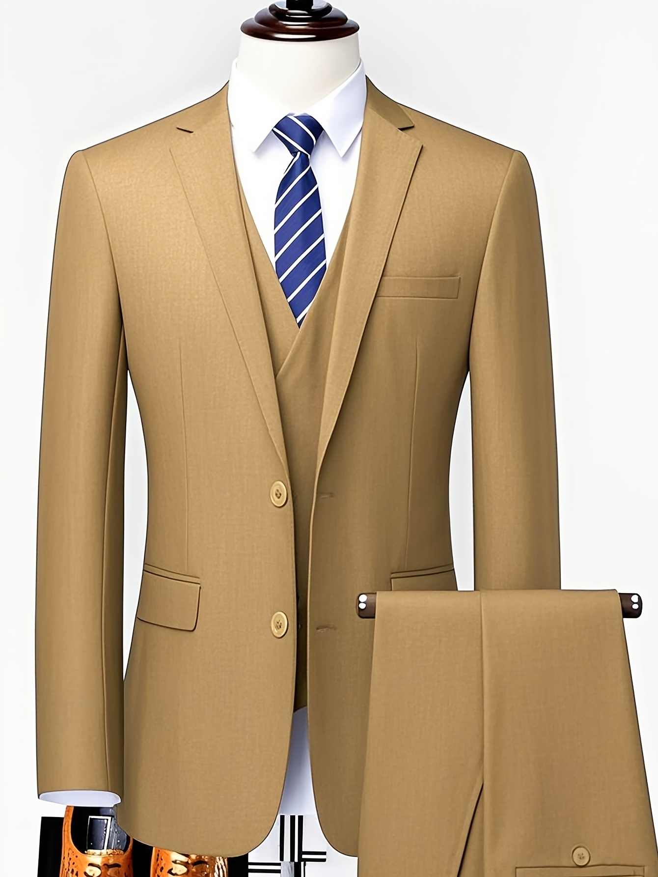 Men'S Solid Color Formal Elegant Business Two-Piece Set, Featuring a Two-Button Jacket with Pants, Suitable for Commuting to Work And Business Travel