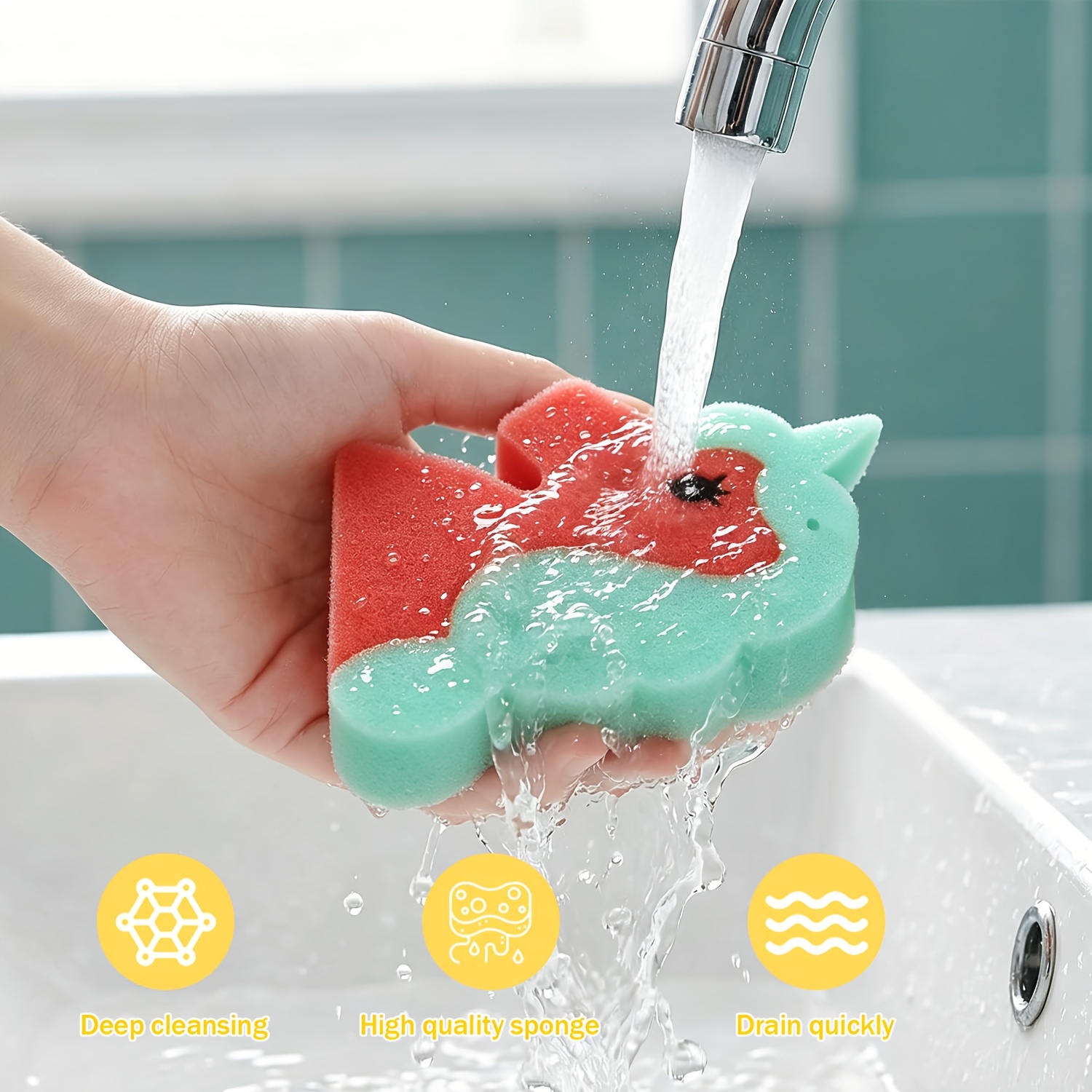 3pcs Cartoon Bath Sponges for Gentle Body Scrubbing