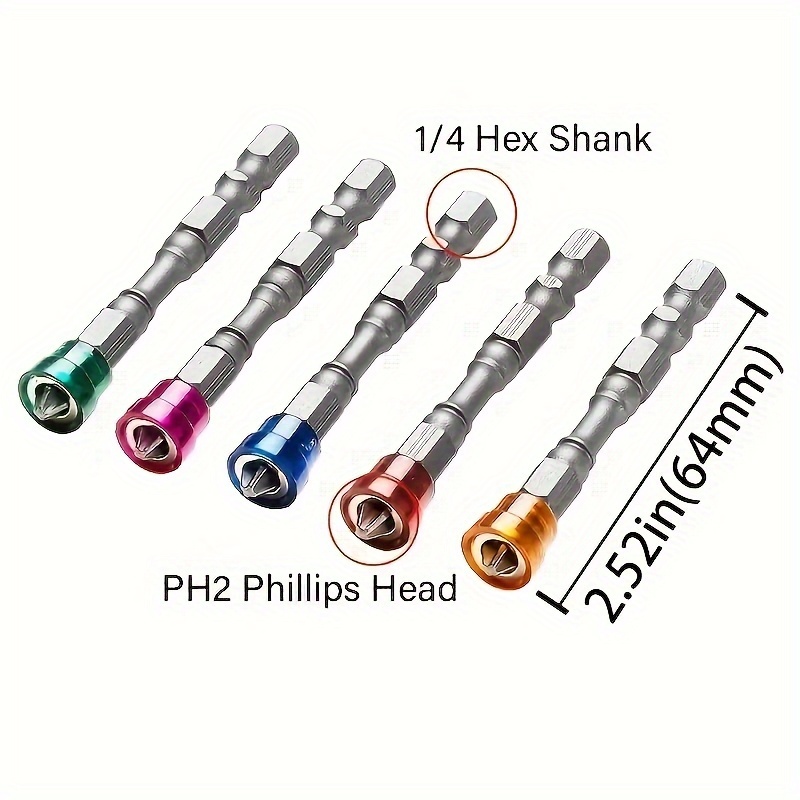 E-shop BUFF STACK FULL 5-teiliges Magnetbohrer-Set kompatibel mit - 65mm S2 Stahl Phillips-Kopf-Bohrer mit Magnetspitze, 1/4 Zoll Sechskantschaft für