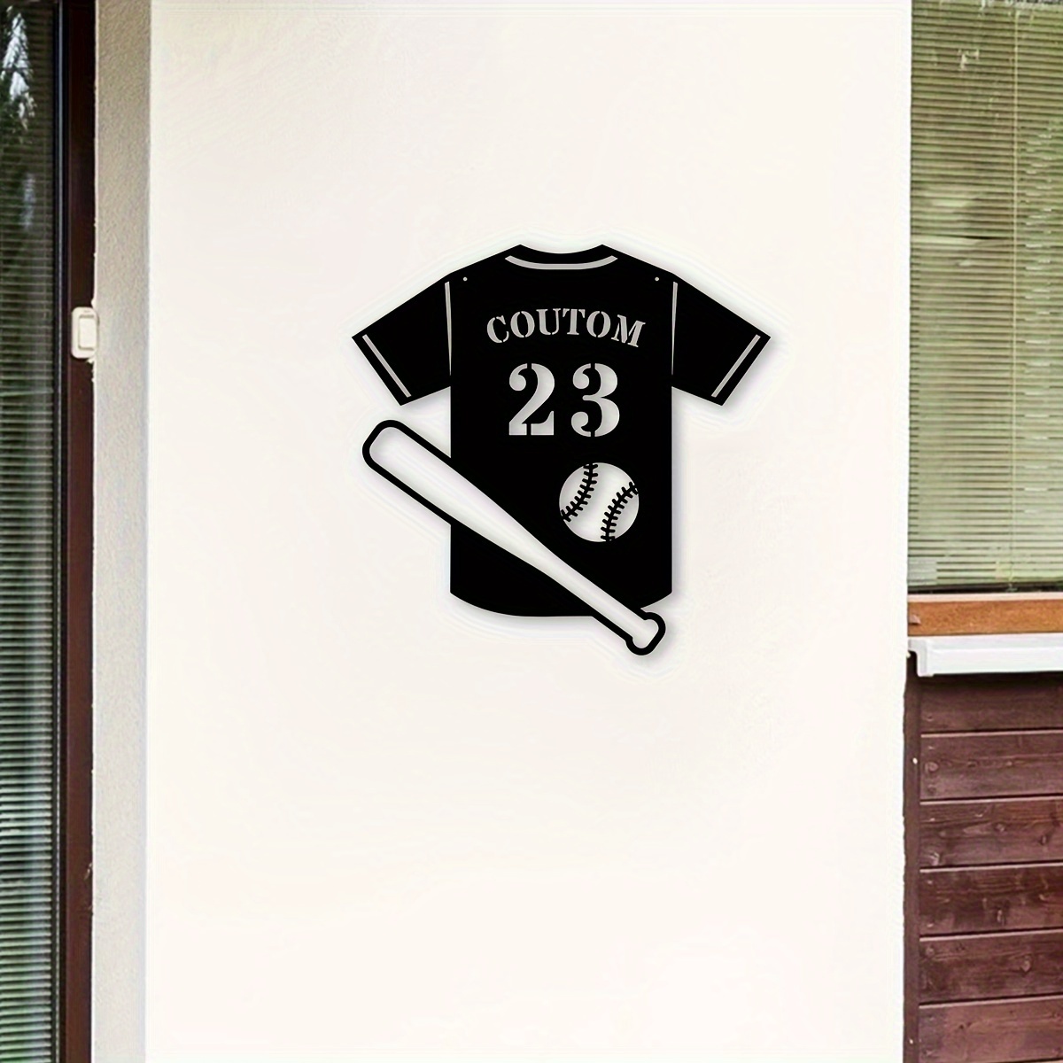 

1pc Personalized Metal Baseball Jersey Wall Decor - Custom Deco Style Sculpture For Home, Office, Patio - Personalized Farmhouse Wall Sign For Sports Fans