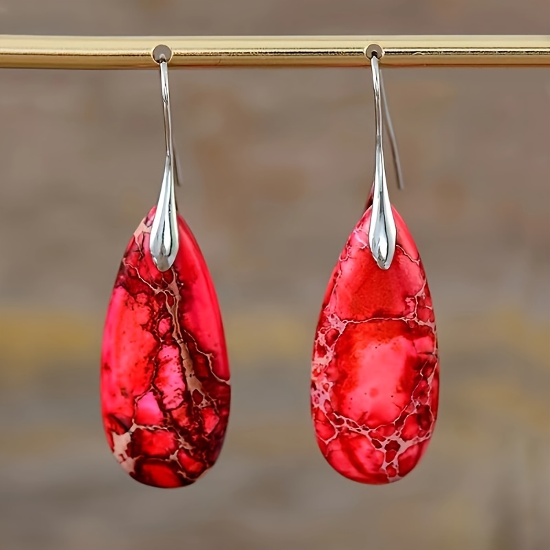 

2 Pieces/1 Pair Bohemian Earrings, Natural Stone Drop Earrings Hypoallergenic Vintage Jewelry Gifts For Women And Girls